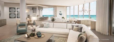 Armand Plan 1 Living Room Rendering at The St Regis Longboat Key Resort