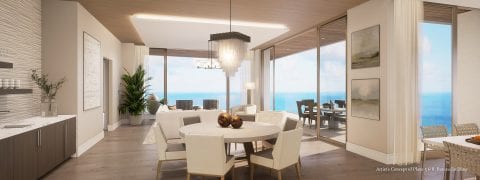 Bateau Plan 5 & 8 Living Room Rendering at The St Regis Longboat Key Resort